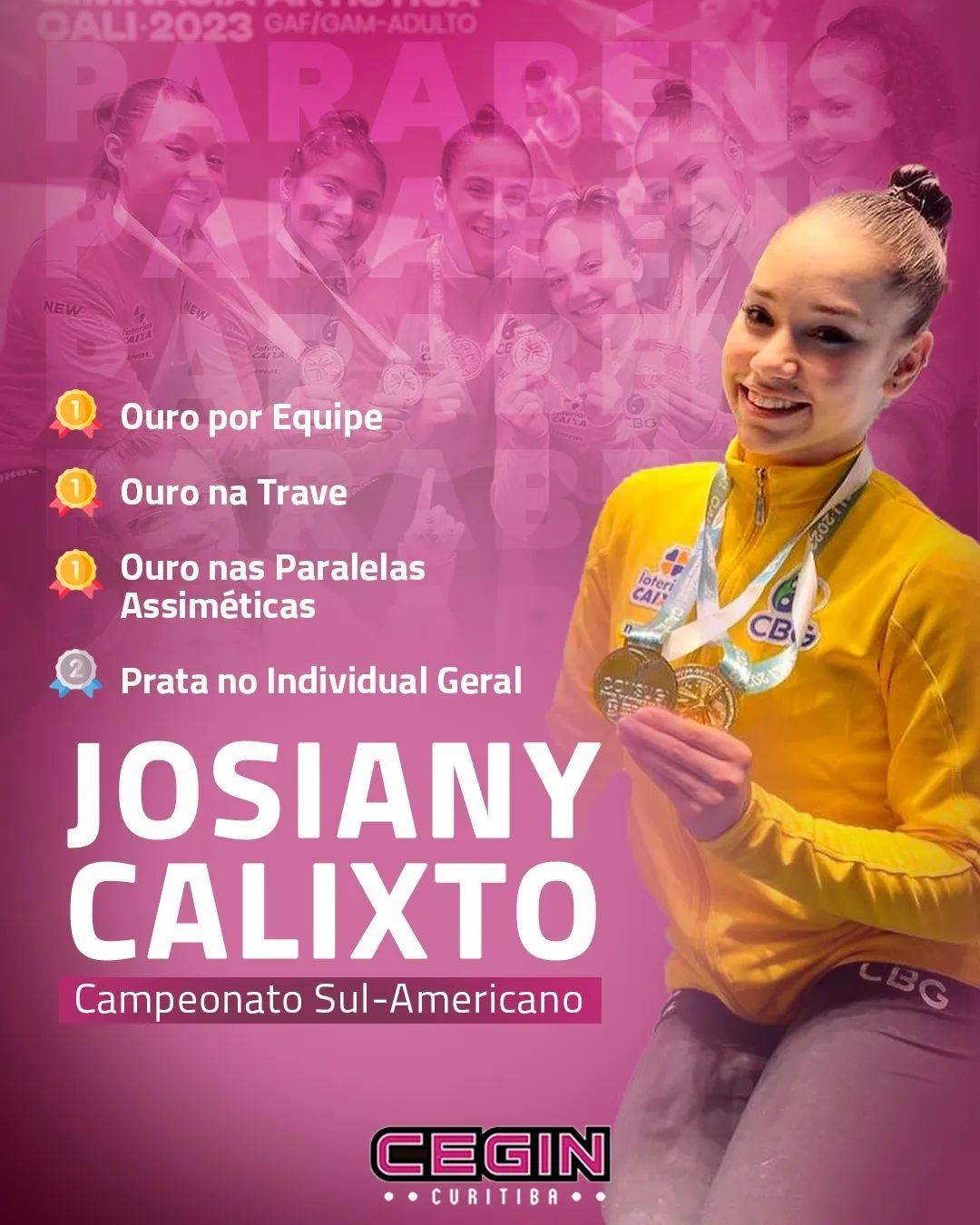 Josiany Calixto conquista 4 medalhas no Campeonato Sul-Americano